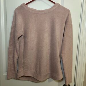 Women's Soft Pink Terrycloth Open Back with Ties Sweater